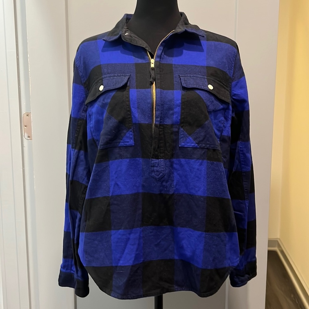 Black & Blue Plaid Collared Shirt